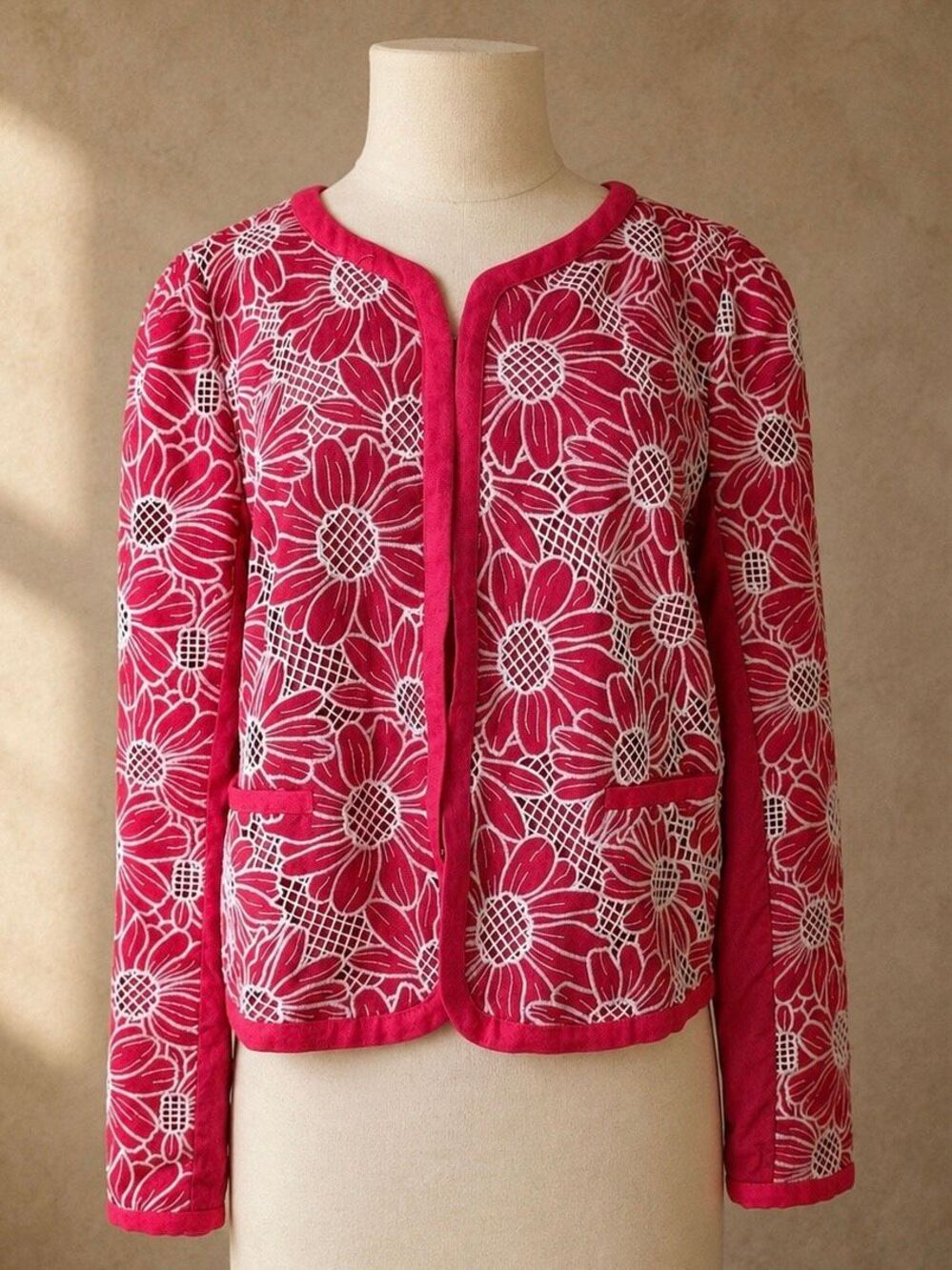 Dolan Left Coast * Lace Floral Jacket in Coral NWT New | Anthropologie | Large